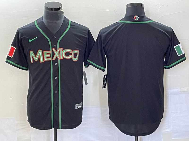 Men%27s Mexico Baseball Blank Black 2023 World Baseball Classic Stitched Jersey